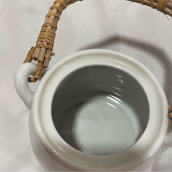 Vintage Japanese Porcelain 4.5" Teapot with Rattan Handle - Picture 9 of 15